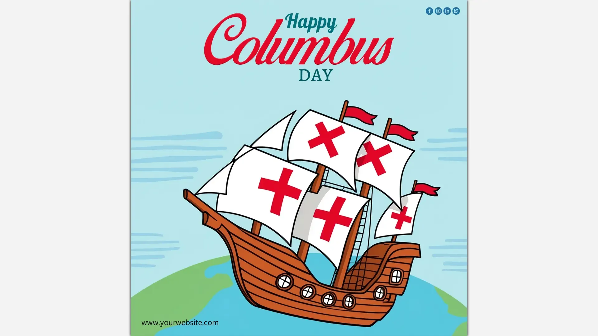 Columbus Day Celebration Banner PSD for Event Announcements